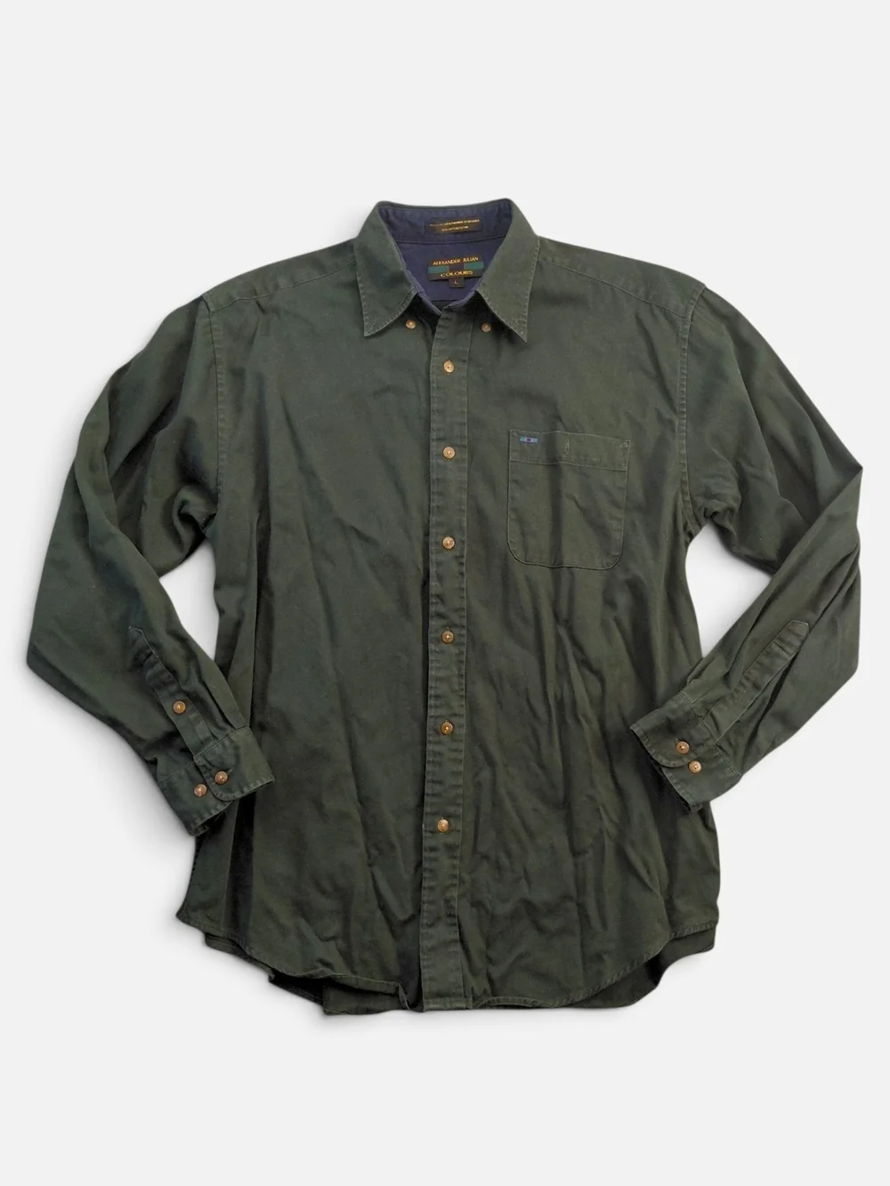 Vintage Alexander Julian Colours Forest Green Heavy Twill Button Down Shirt L